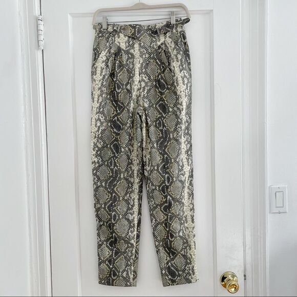 NWT ROTATE Snakeskin-Print High-Waisted PU Wild Pants - Picture 3 of 7